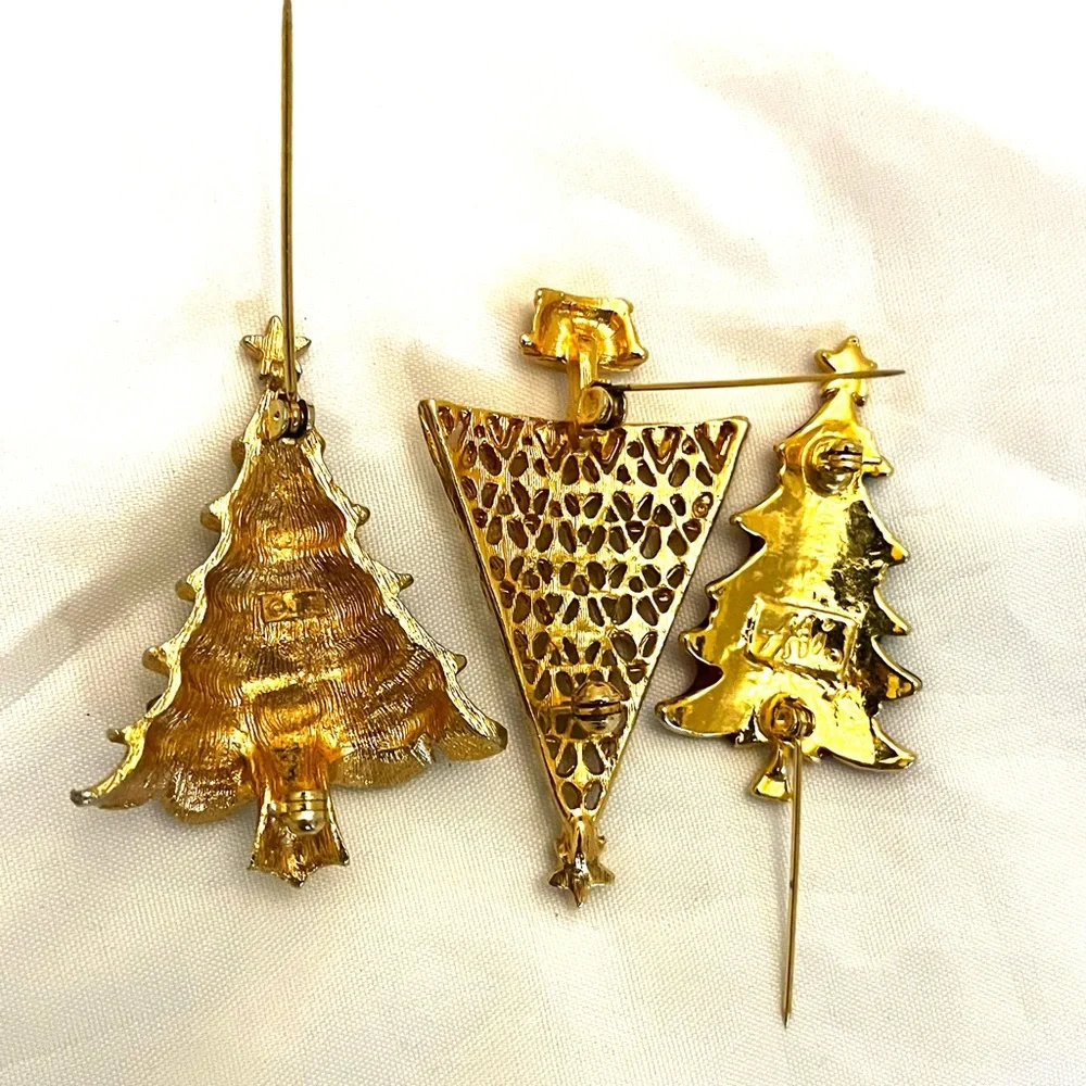 Christmas Tree Vintage Brooches 3 pieces - Picture 7 of 7